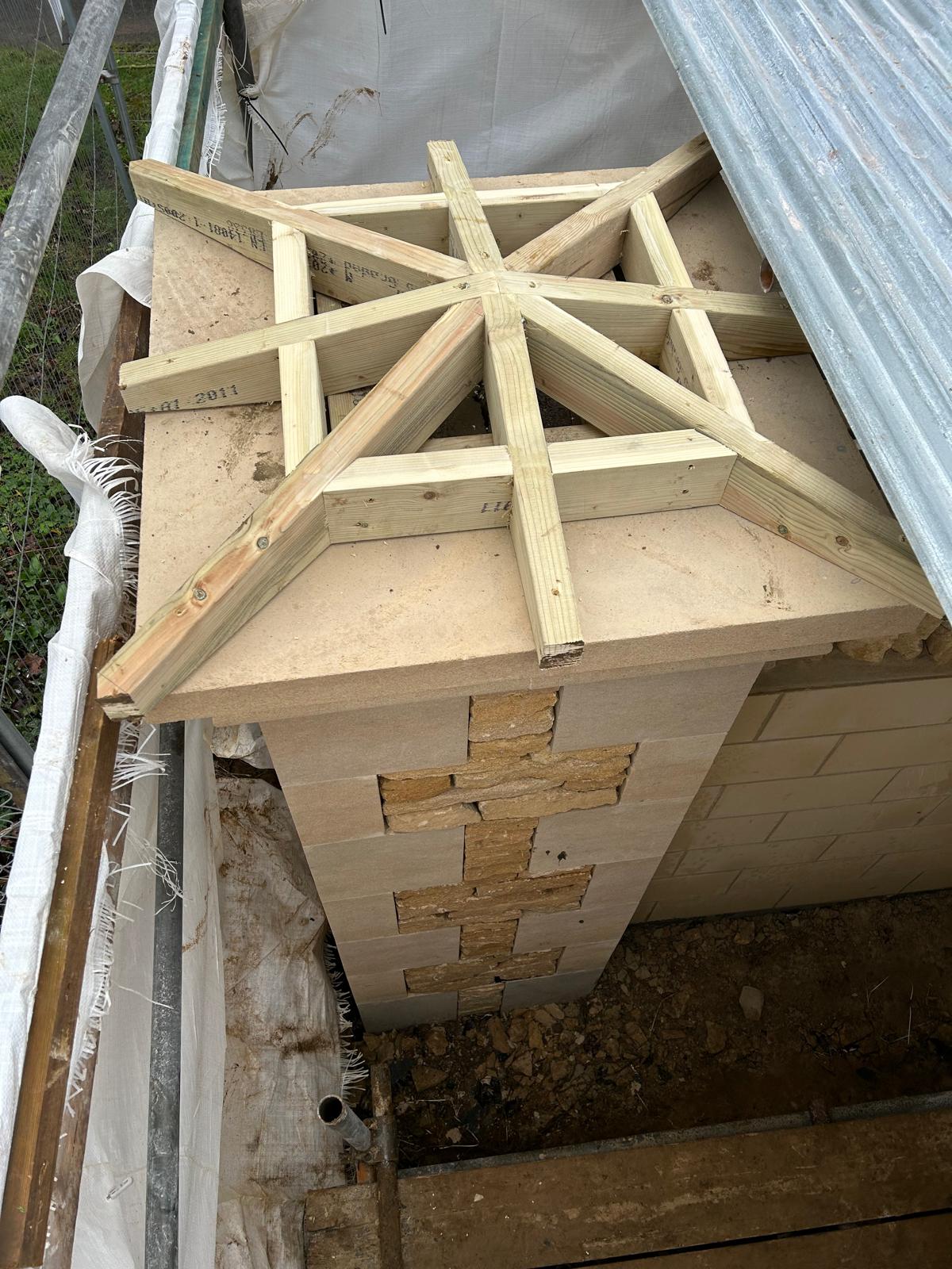 Castle Combe Race Circuit - New Entrance - Pillars Taking Shape